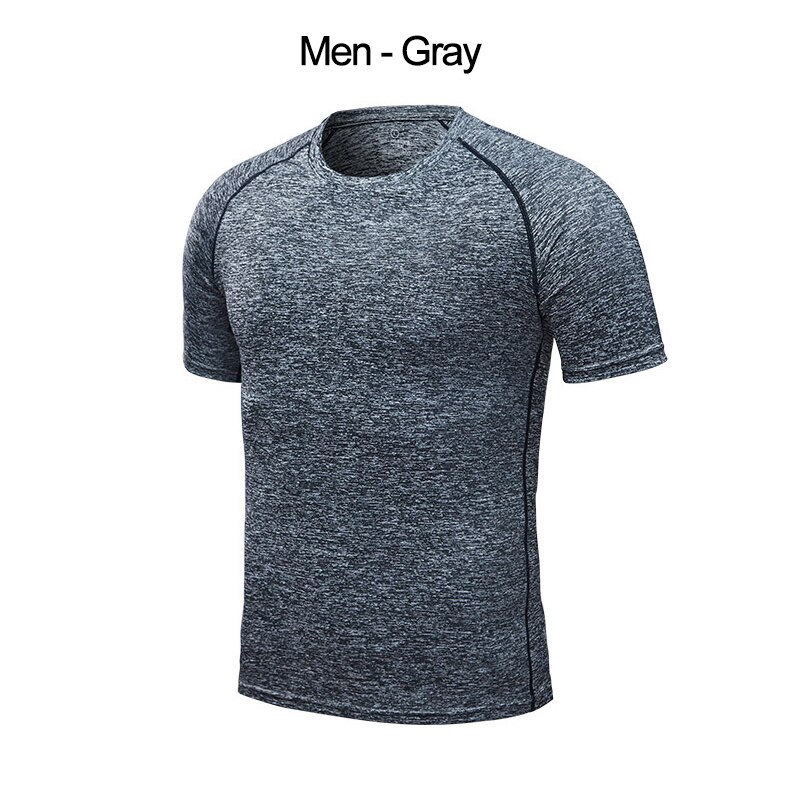 L-4XL Mens Running T-shirts Quick Dry Men Sport T Shirts Workout Gym Training Shirt Fitness Tops Running Sport Tees: Gray / XL