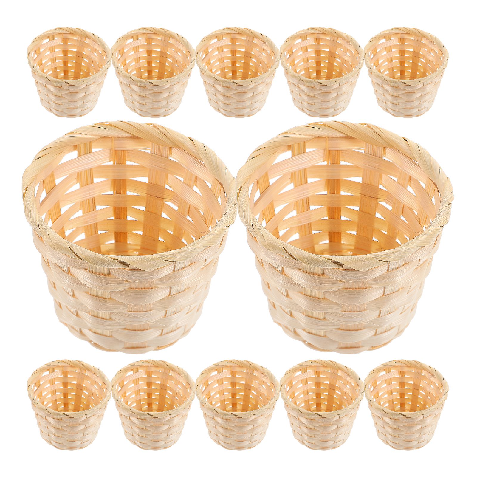 Panier tissé en bois de bambou, 12 pièces, Mini paniers de rangement rectangulaires, décoration de maison, conteneur fait à la main, boîte de rangement pour la maison