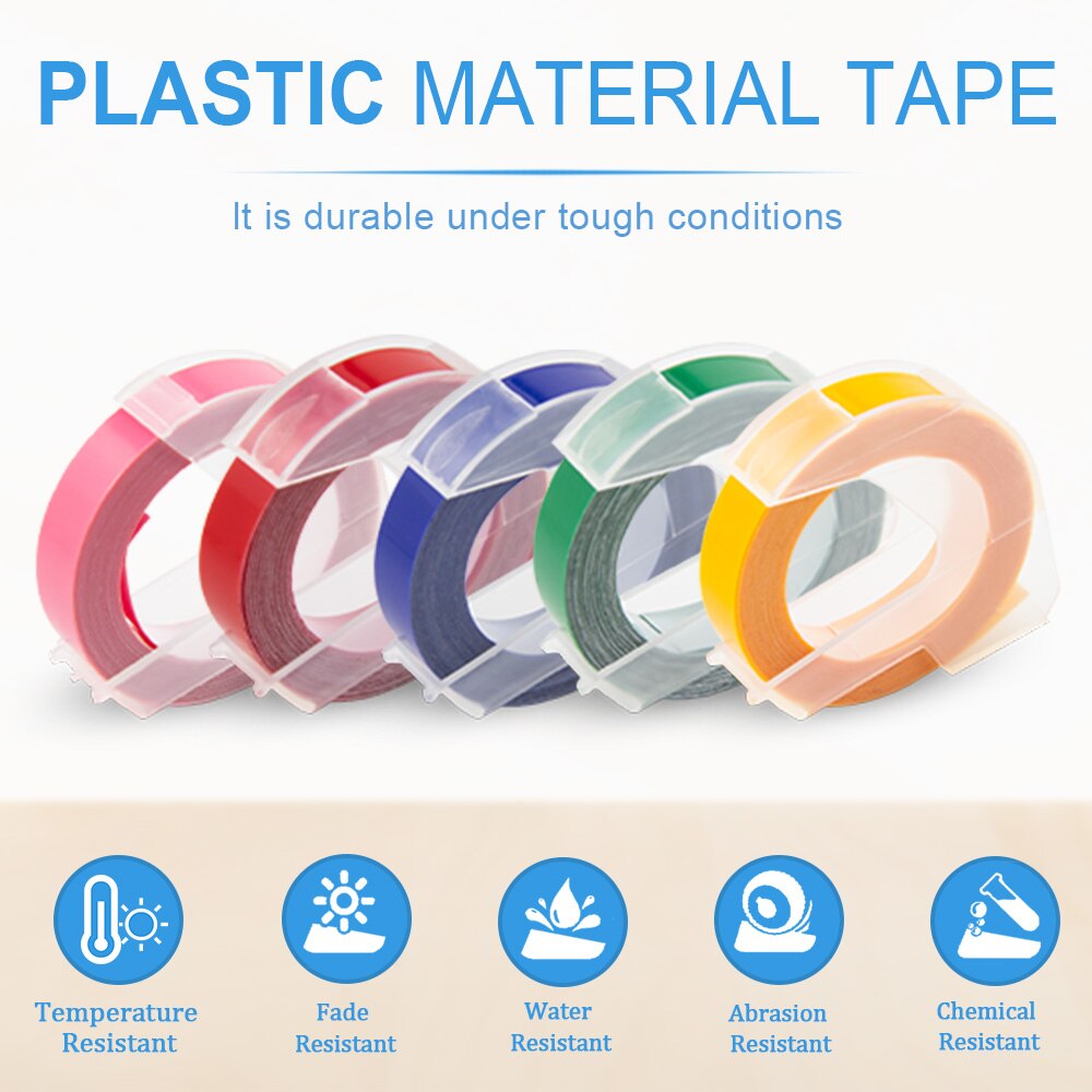 Topcolor Pvc Embossing Printer Lint 9Mm Fit Dymo 3D Label Tape Voor Dymo Label Printer 15447 1575 17266 1880 diy Labeller Maker