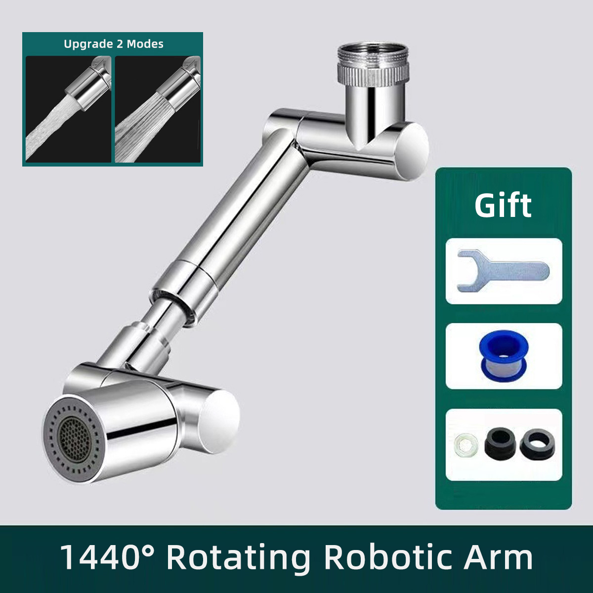 Prolunga per rubinetto 1440° per lavandino del bagno 2 modalità di uscita dell'acqua Girevole Aeratore del rubinetto Attacco per rubinetto girevole Estensione del rubinetto della cucina Tocca Regolazione per il lavaggi: Default Title