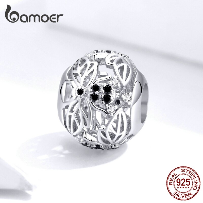 Bamoer 925 prata esterlina abelha aberto redonda contas de metal charme caber original prata cobra pulseira marca luxo jóias bsc200