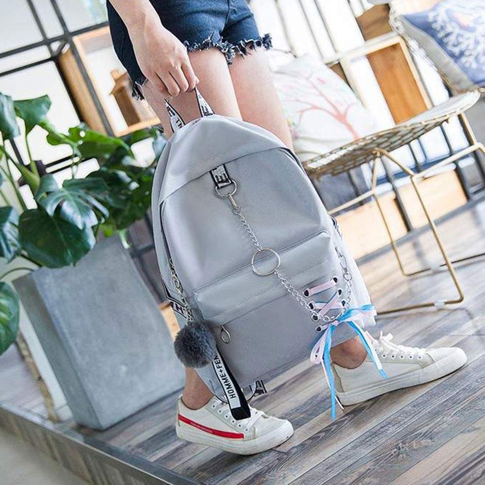 Sac à dos scolaire sacs à bandoulière fête sac à main bal RANSEL femmes balle haut en Nylon populaire voyage dame: Gray Style 2