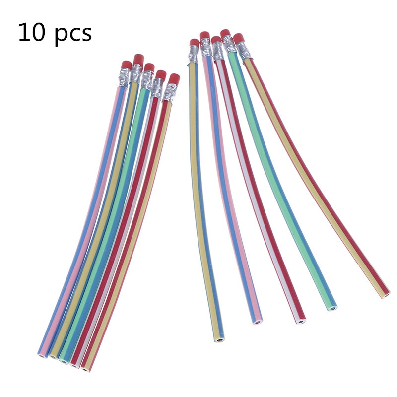 10pcs/lot Flexible Soft Bendy Pencil With Eraser For Student Kids Writing School Stationery Fun Bend Soft Pencil