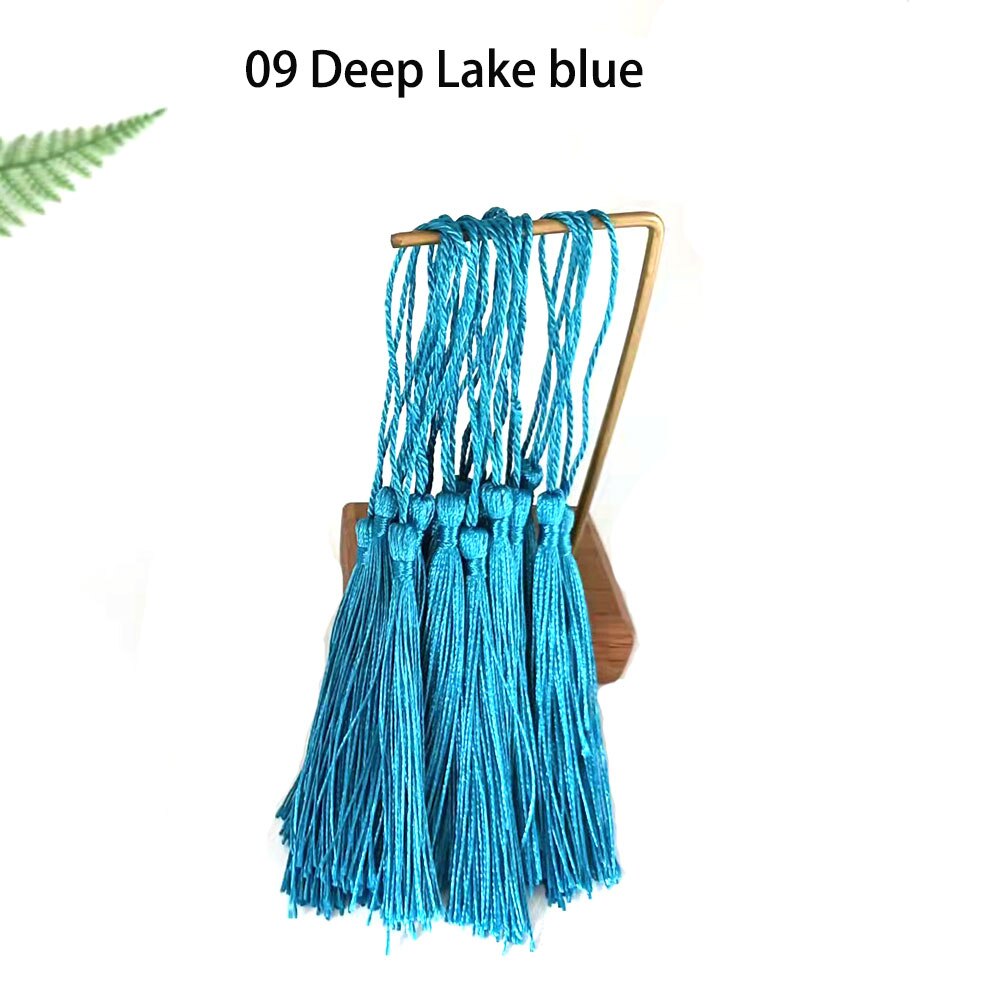100pcs/lot 8cm Vertical Tassel Fringe Pendant DIY Party Hanging Ring Cords Tassel Curtain Home Decoration Tassel Lace: 09DeepLakeBlue100pcs
