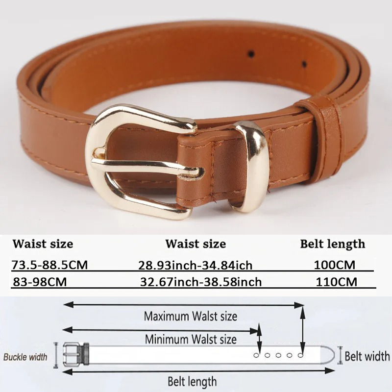 Belter for kvinner uformelt jeans damebelte luksusmerke belte med nålespenne trend midjebelte  ld2302: Lysebrun / 110cm
