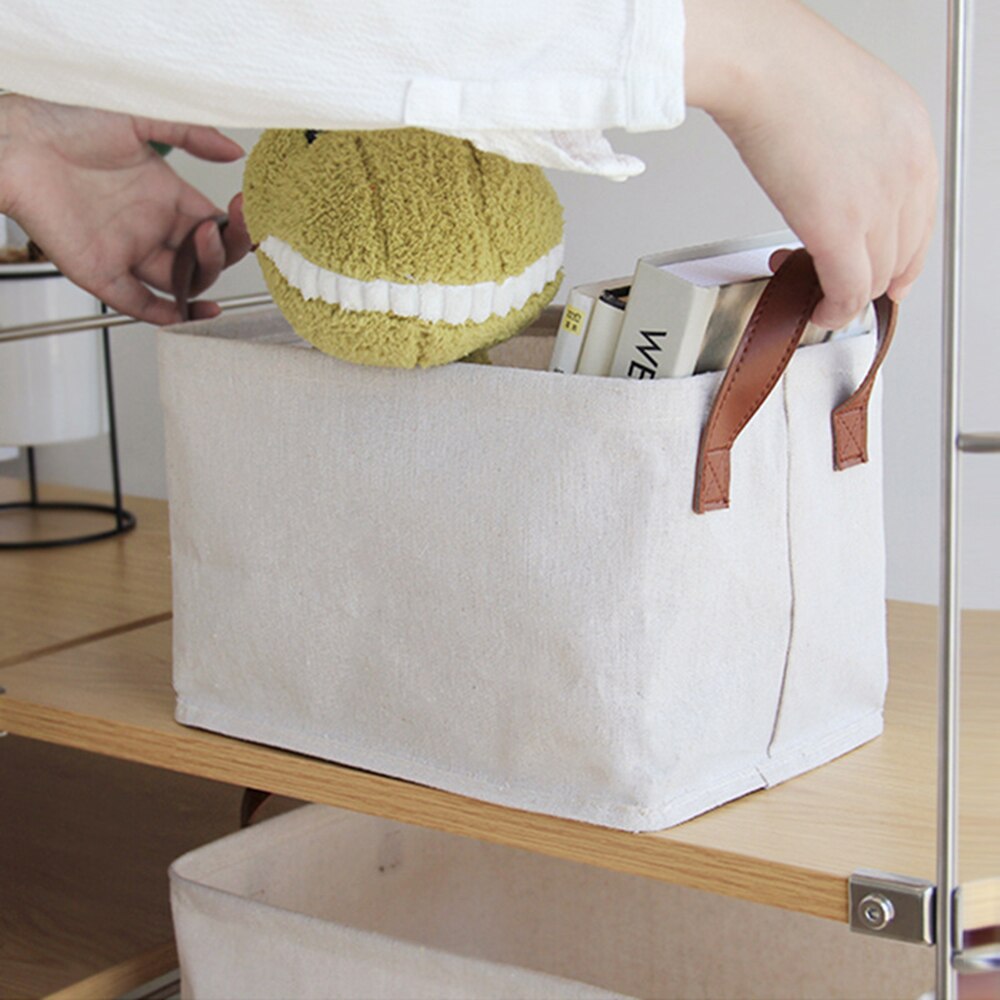 Large Folding Storage Box Canvas Fabric Cubes For Shelves Clothes Toys Books Perfect Organizer Foldable Basket With Handles
