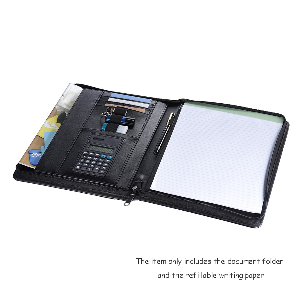 Multifunctionele Professionele Business Portfolio Padfolio Map Document Case Organizer A4 Pu Leer Ritssluiting