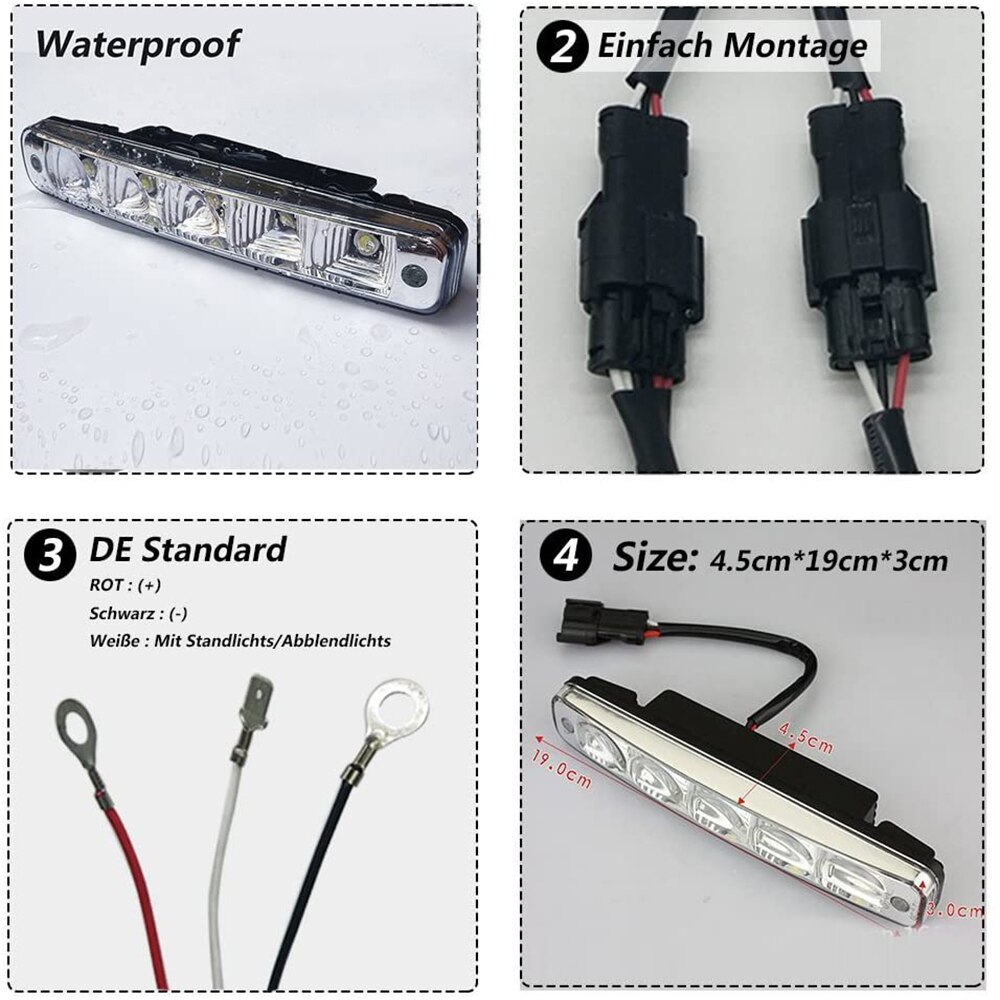 2pcs 10W 12V Super Bright LED Daytime Running Light Car Daylight DRL Fog Light 6000K Waterproof Super Bright Car Stylish Light