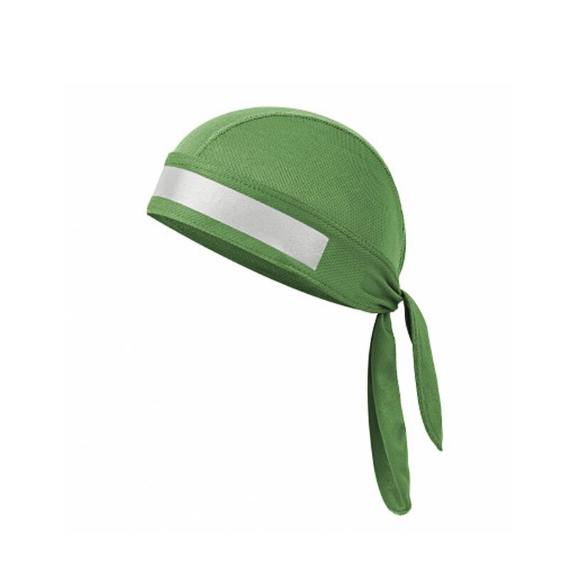 Gorro de Ciclismo de secado rápido para hombre, pañuelo para la cabeza con cinta reflectante, para correr, gorro pañuelo pirata, diadema con capucha: green