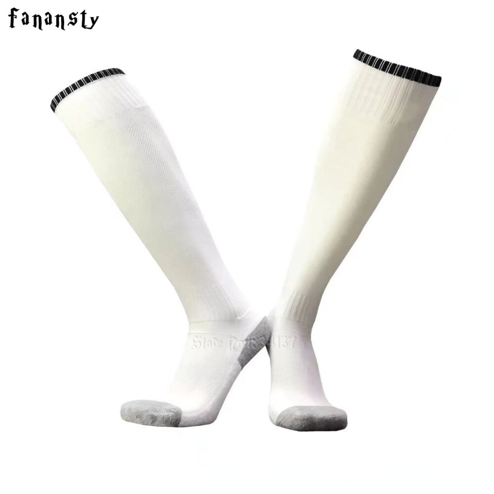 Calcetines de fútbol para hombre y mujer, medias deportivas baratas, transpirables hasta la rodilla, de algodón, para correr, blanco y rojo