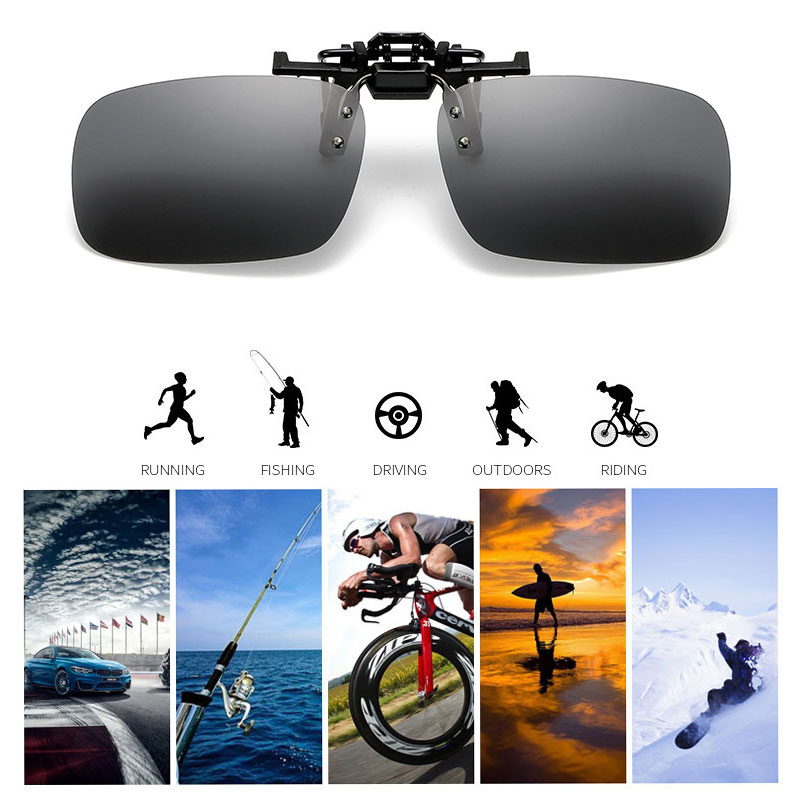 Fishing Use Sunglasses Eyewear Clip On Style Sunglasses UV400 Polarized Fishing Riding&Hiking Eyewear Day/Night Vision Glasses