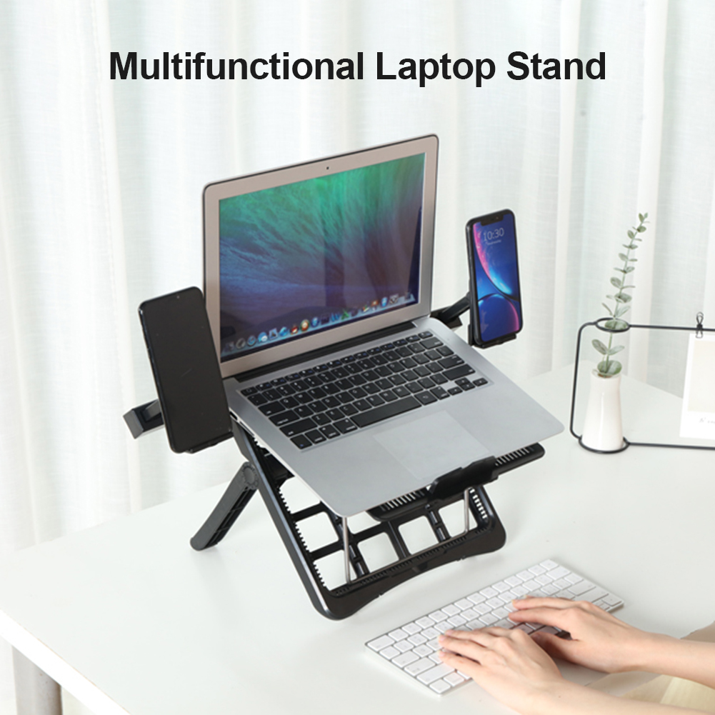 Antislip Laptop Stand Houder Cooling Met Ingebouwde Opvouwbare Telefoon Houders Multi-Hoek Verstelbaar Voor Macbook pro Notebook Stand