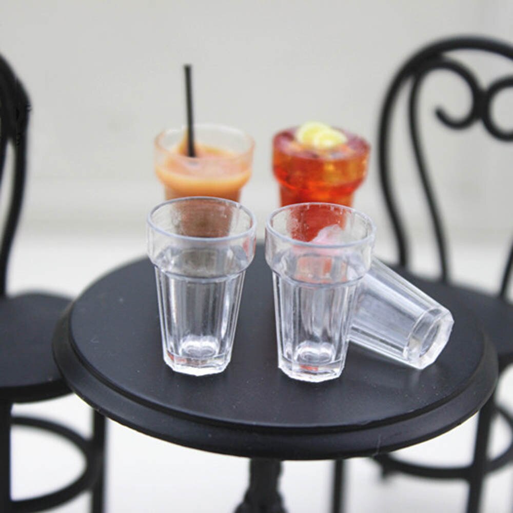 4 stks 1/12 Poppenhuis Miniatuur Accessoires Mini Hars Theekop Simulatie Drankjes Cup Model Speelgoed voor Poppenhuis Decoratie
