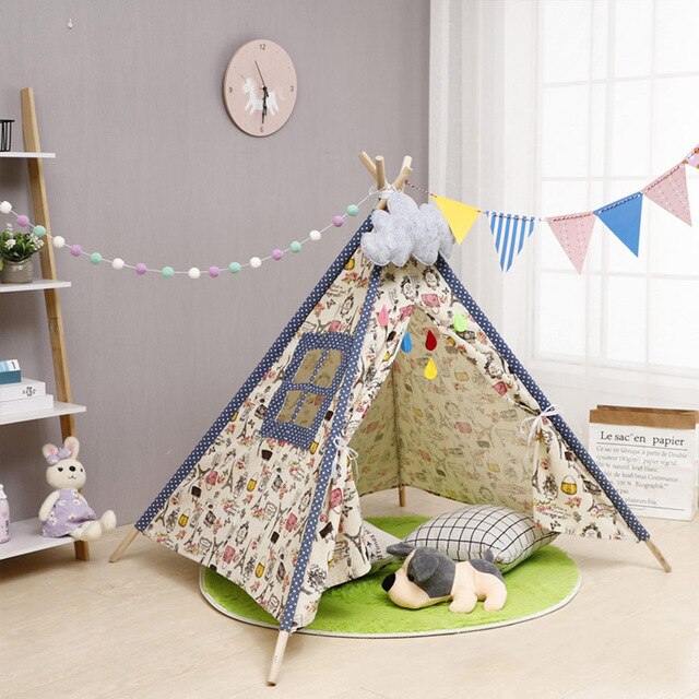 La Tenda del capretto Casa Portatile di Grandi Dimensioni Tenda Bambino Tepee Bambino Teepee Tela di Cotone Wigwam 10 Tipi di Casa Giochi Per Bambini Tenda Tappeto HA CONDOTTO Le Luci: F