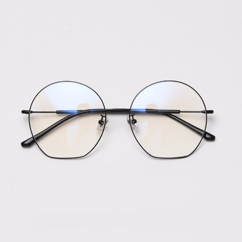 49432 Semicircle Oversized Metal Glasses Frames Ultralight Men Women Optical Computer Glasses: C1Black