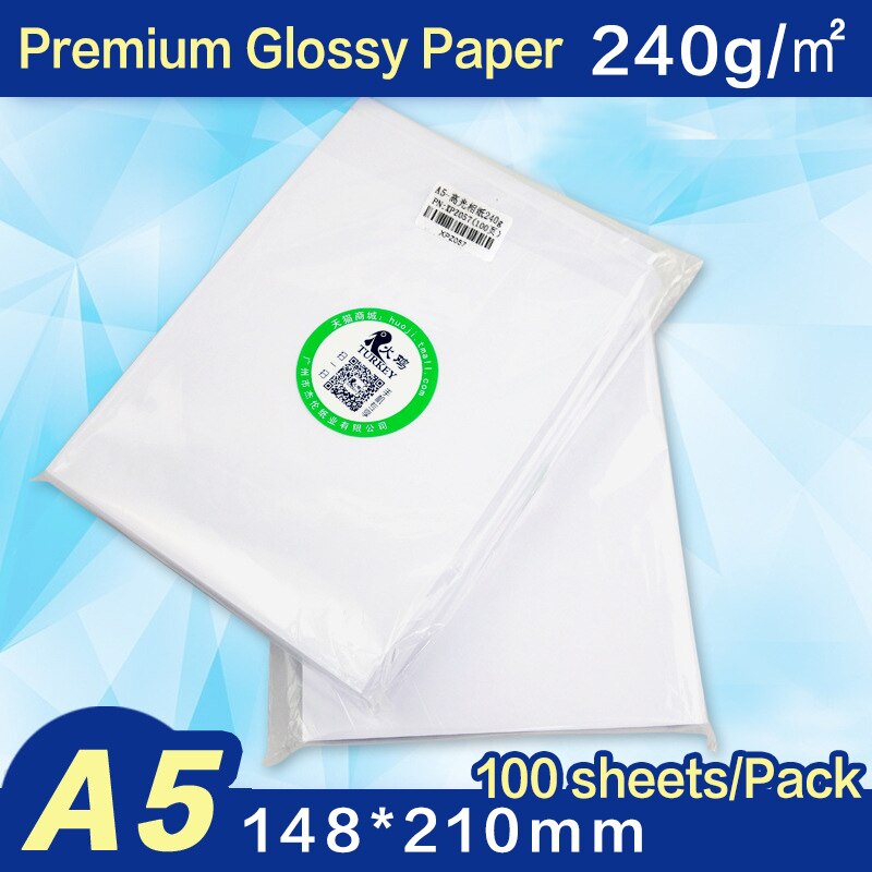 A5 photo paper 240gsm Premium Glossy inkjet paper( 148x210mm) 100 sheets/pack 5R 4R