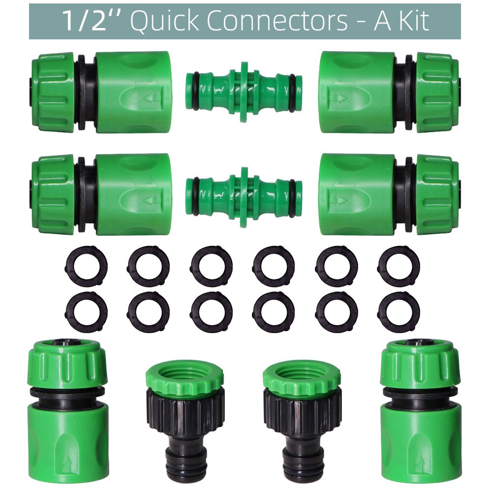 1/2'' Garden ABS Hose Watering Quick Connectors Kit Tubing Coupling Adapter Joint Extender Set for Irrigation Car Wash Fitting: A