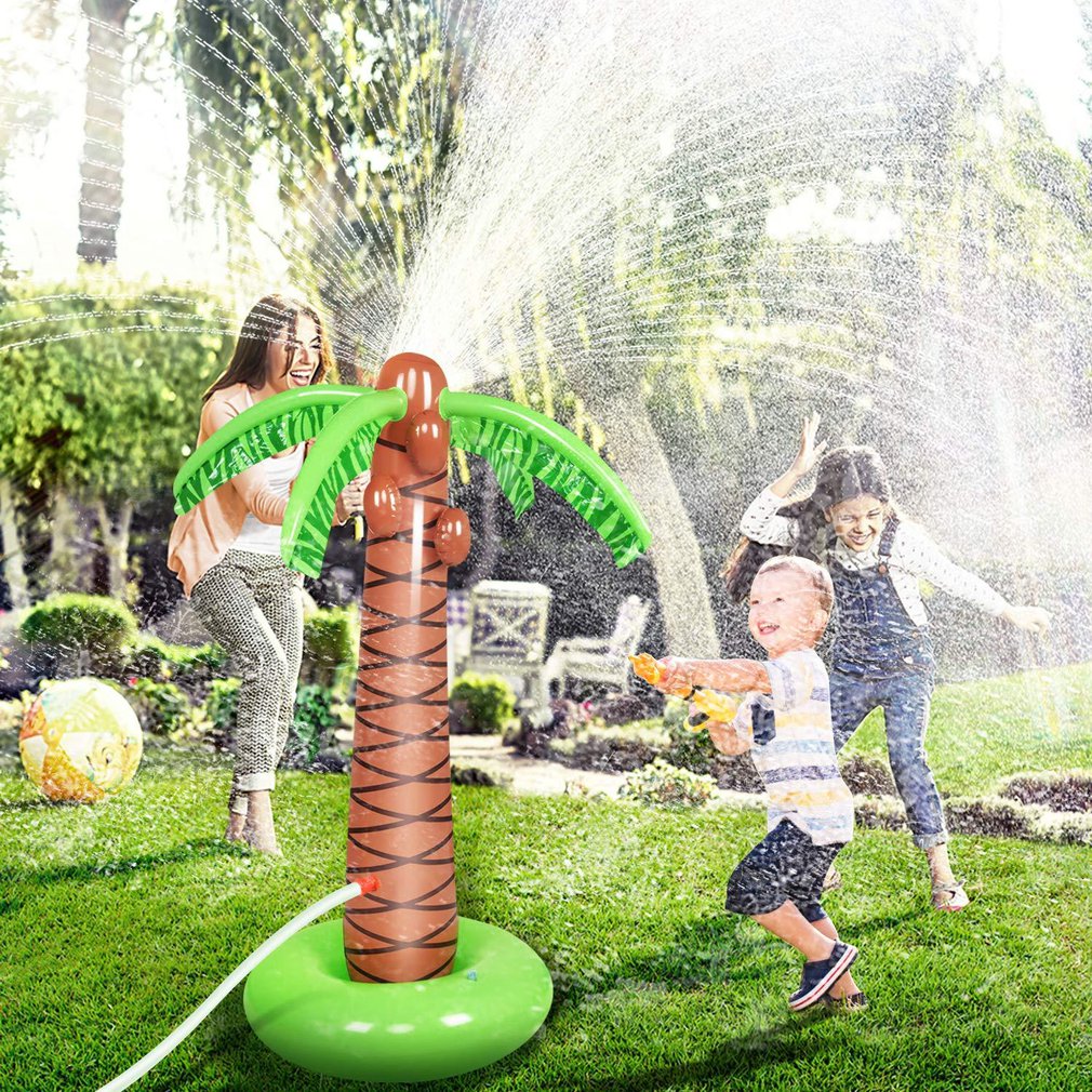 Inflatable Water Sprayer Octopus 1.6M Inflatable Coconut Palm Tree Water Sprinkler Inflated Children Beach Lawn Play Toys