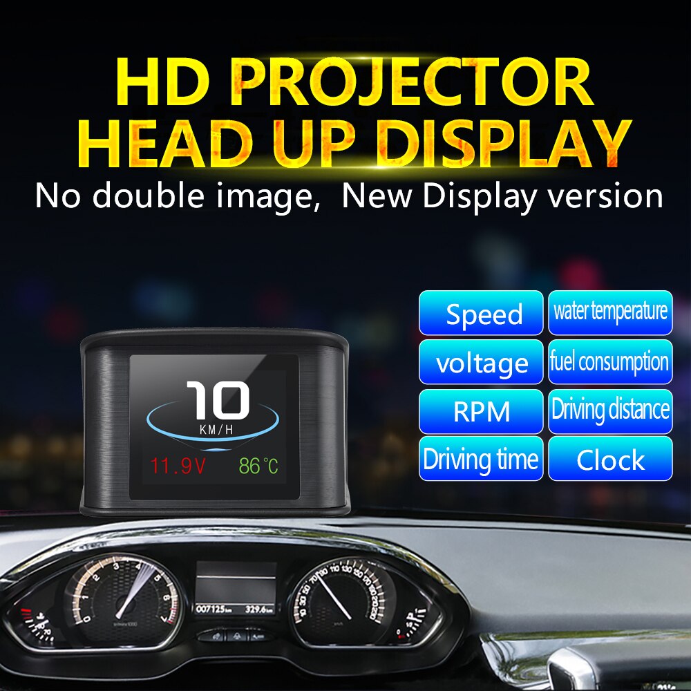 OBDII Display Car Speed Projector Digital Speedometer Display Head Up Display Fuel Consumption Temperature Gauge Diagnostic