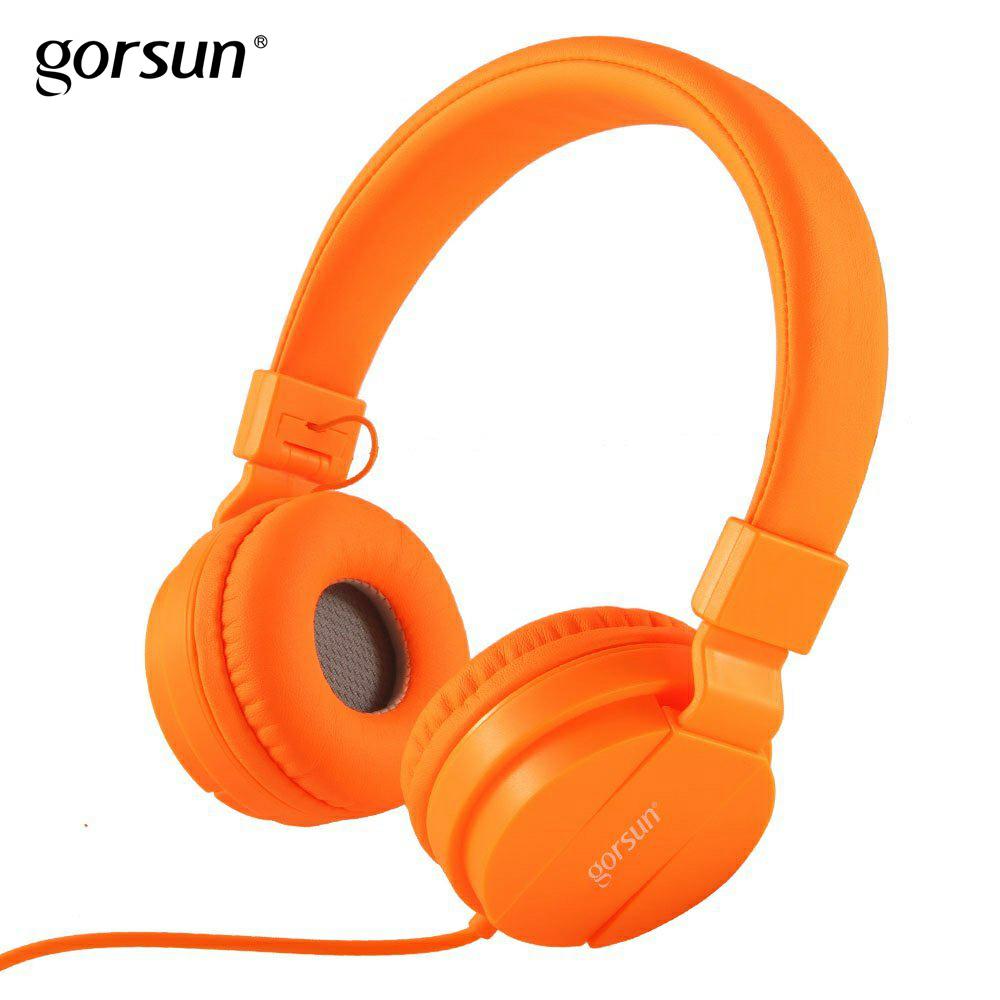 Bashörlurar, lätta stereo hopfällbara trådade hörlurar för barn justerbart huvudband headset för telefoner dator pc musik: Orange