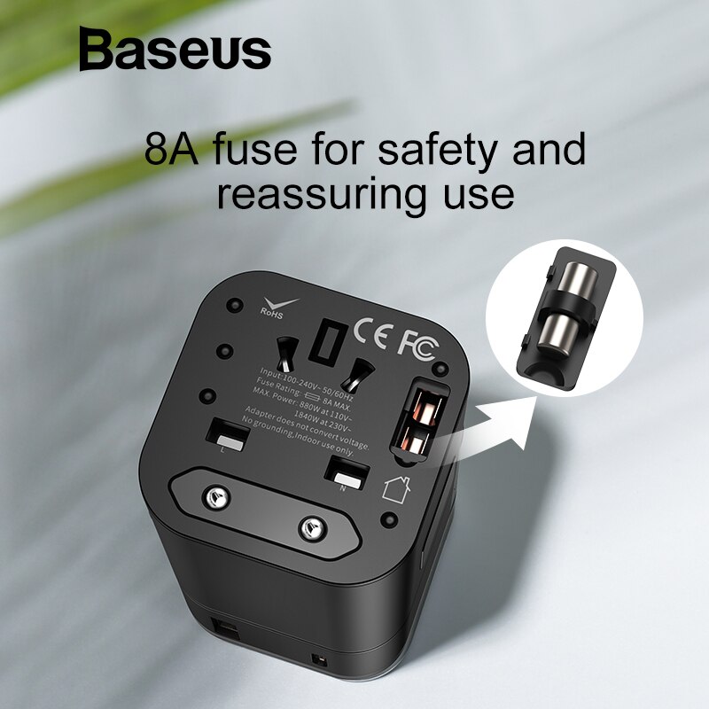 Baseus 18W Quick Charge 3,0 USB Ladegerät Reise Adapter mit PD3.0 Schnelle Telefon Ladegerät Globale Umwandlung Ladegerät Weltweit Adapter