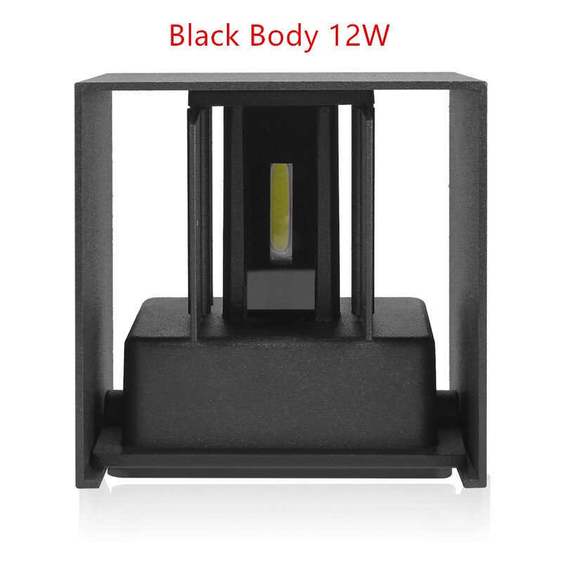 Waterdicht Home Decor 12W 85 ~ 265V Cob Led Wandlamp Indoor Outdoor Straat Wandlampen Voor Slaapkamer hal Veranda: Square black / Warm White