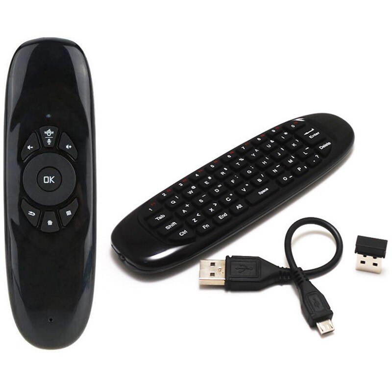C120 fly 2.4g rf fjernbetjening luft mus engelsk russisk spansk trådløst tastatur stemme baggrundsbelysning til android smart tv box
