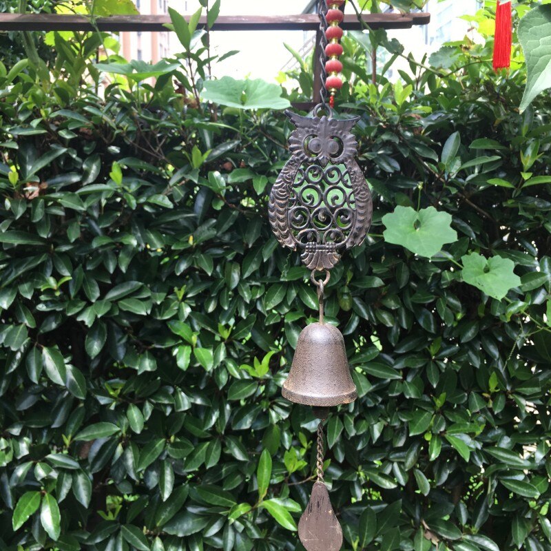 Campanas de viento de búho Feng Shui para exteriores, decoración de hierro forjado para jardín, Villa, casa, patio, adornos, balcón, artesanía de comestibles