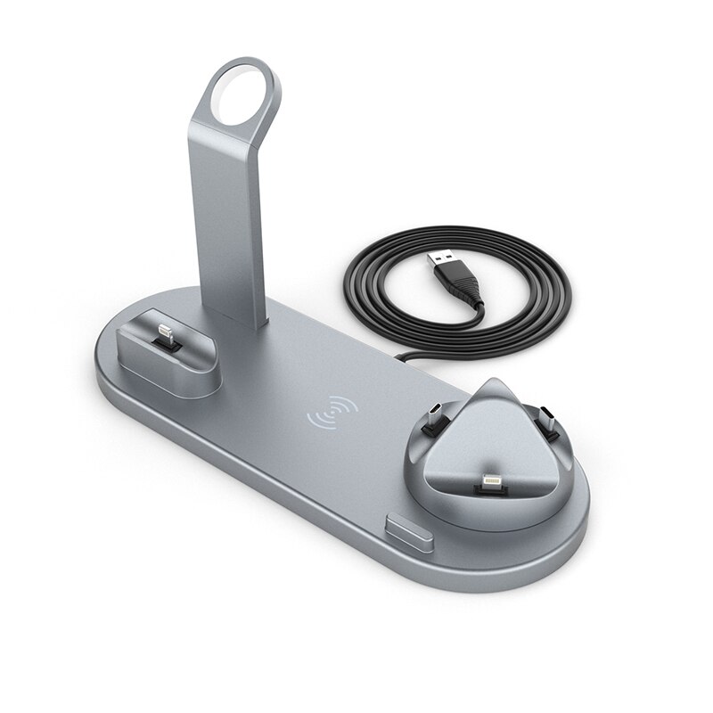 10W Draadloze Snel Opladen Voor Apple Huawei Samsung Xiaomi Mobiele Telefoon Draadloze Oplader Horloge Headset Opladen Stand Desktop: 3 in 1 10w gray