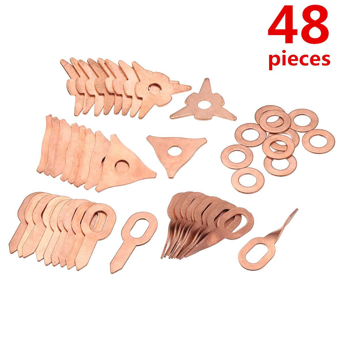 48Pcs stud welding kit accessories straight twisted dent pulling rings hook washer round star pad uni spotter starter kit