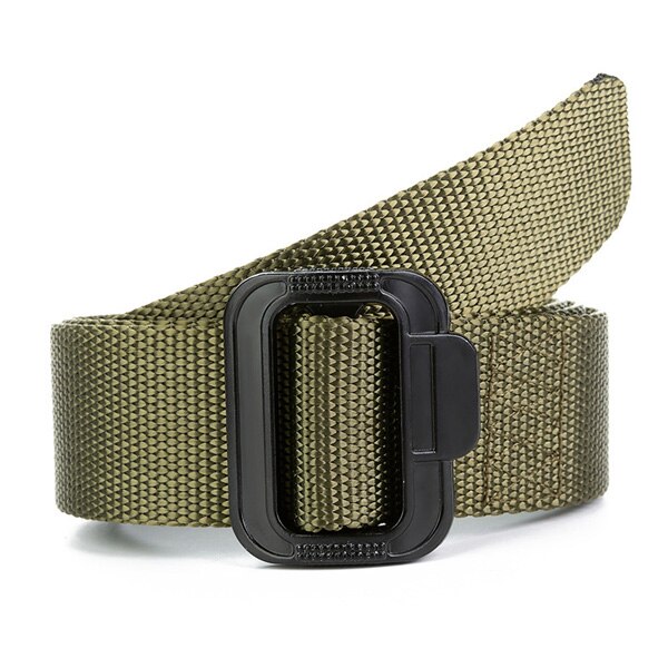 Unisex riem canvas gladde gesp damesriem slijtvaste casual herenriem jeugd student riem: C legergroen / 125cm