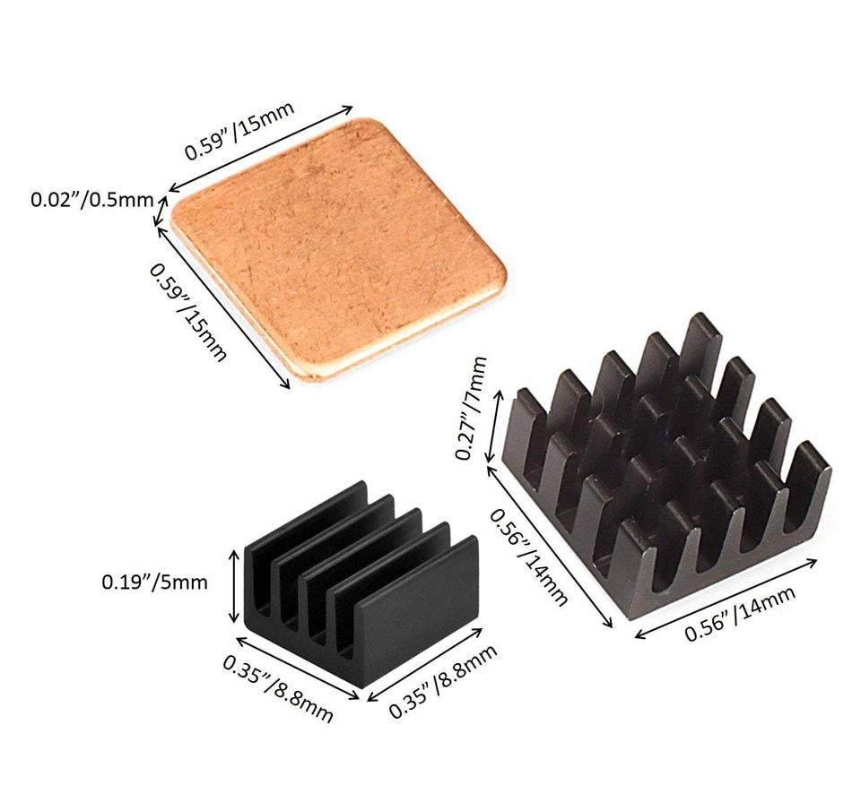 15pcs/lot Raspberry pi 4 B heatsink kit aluminum +copper heat sink cooling cooler parts for raspberry pi 4/3/2/B/B+ Model B/B+