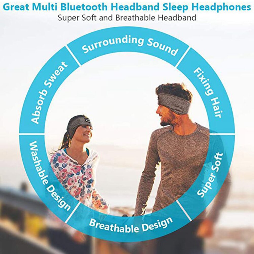 Draadloze Bluetooth Hoofdtelefoon Hoofdband Sport Yoga Fitness Running Stereo Oortelefoon Slaap Headset Hoofddoek Muziek Hoofdband