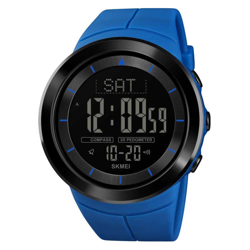 Skmei 1403 Mannen Digitale Horloge Kompas Armband Waterdicht Mannen Polshorloge Calorie Stappenteller Sport Horloges Mannelijke Klok Horloge: Blauw