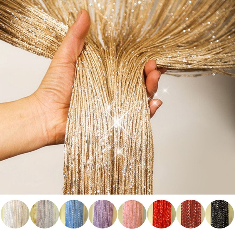 1x2 M Beaded String Curtain Door Curtain Beads Thread Curtains Window Wall Panel Room Doorway Home Living Room Wedding Decor