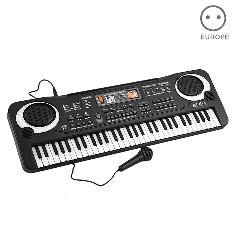 61 Keys Electronic Music Keyboard Organ with Microphone Children Early Educational Tool LA: Eu