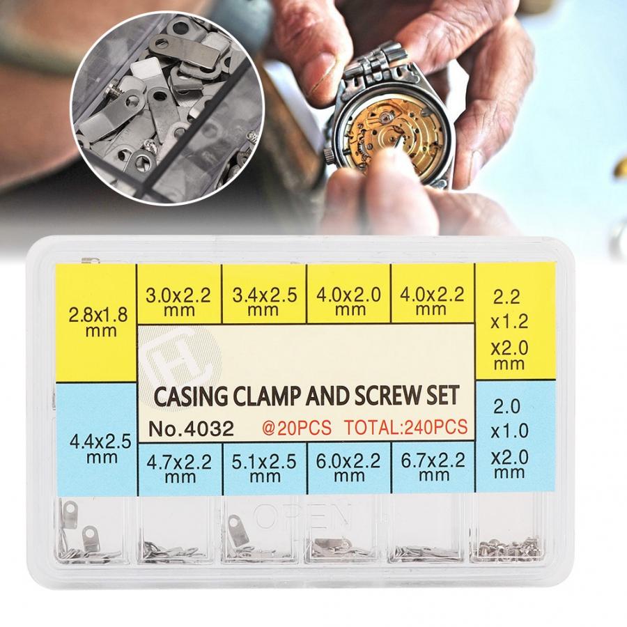 Diverse 10 Maten Horloge Onderdelen Stalen Horloge Bewegingen Bevestiging Adapter Beveiligen Schroeven Horloge Gereedschap Voor Horlogemakers