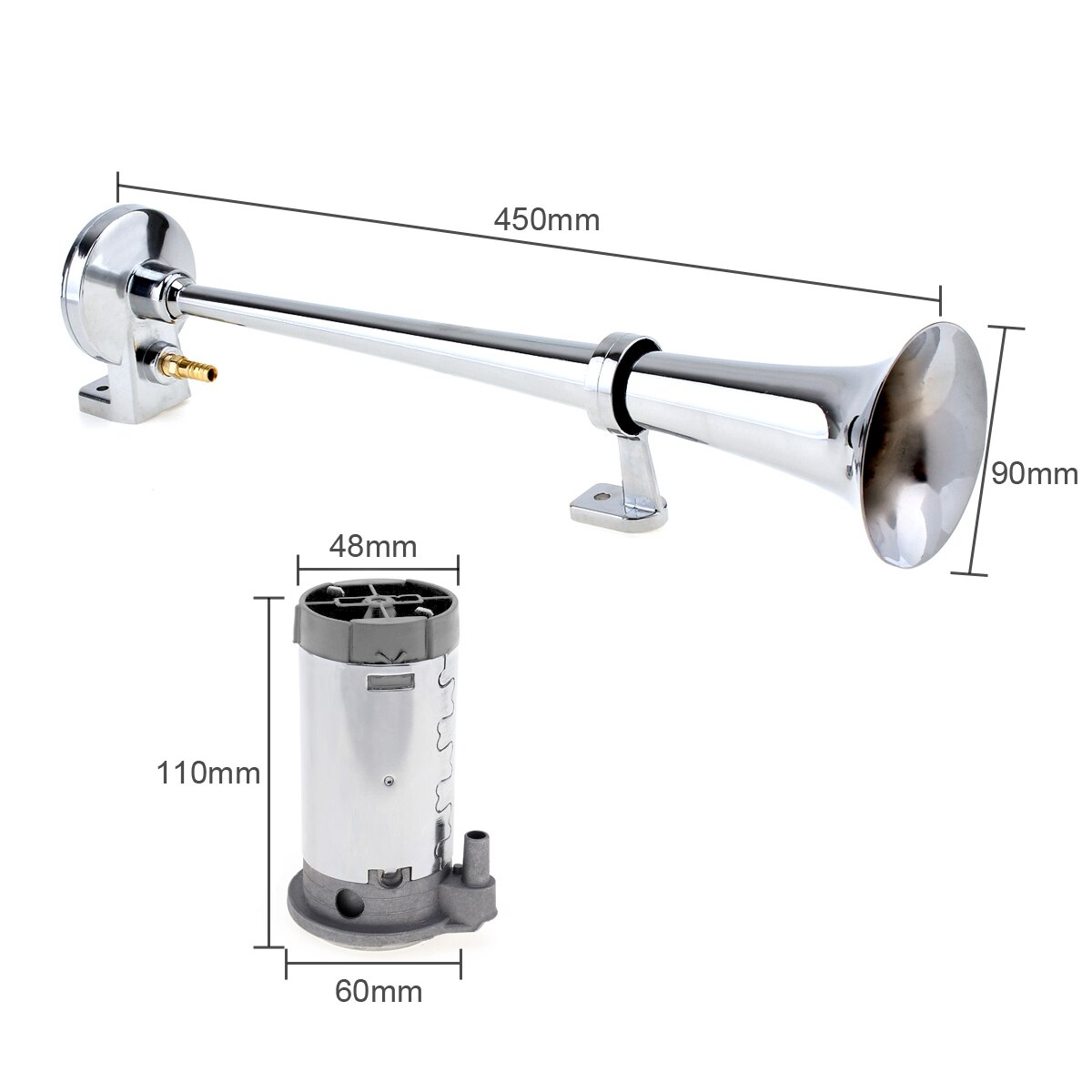 17 Inch 12V 24V 150dB Auto Air Horn Super Luid Enkele Trompet Luchthoorn Compressor Voor Vrachtwagen Boot trein Vrachtwagen Voertuigen