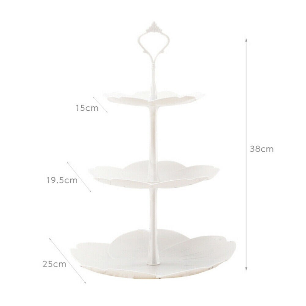 Faroot 3 Tier Plastic Cake Stand Afternoon Tea Wedding Plates Party Tableware Bakeware Cake Shop Three Layer Cake Rack Storage: Flower