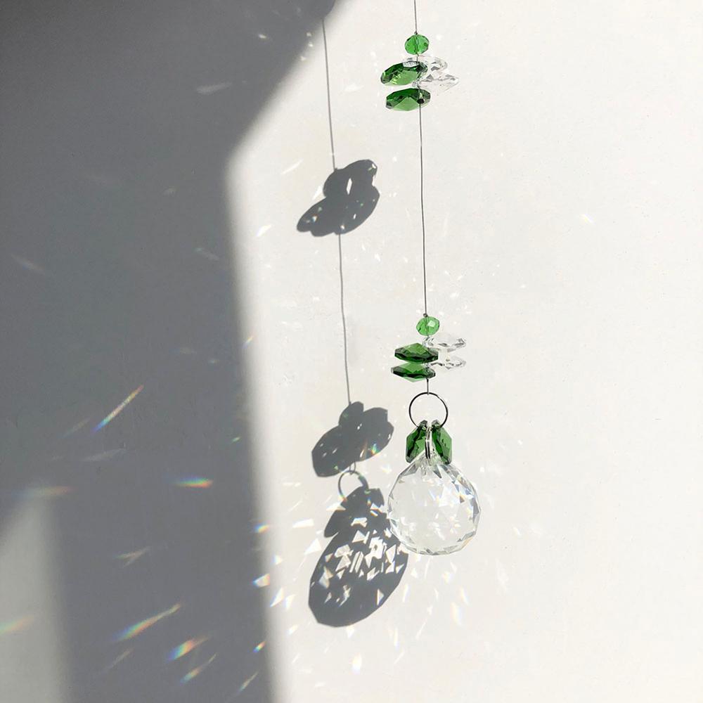 Green Crystal Suncatcher Rainbow Collection Window Sun Catcher Ornament Handcrafted For Family,Christmas