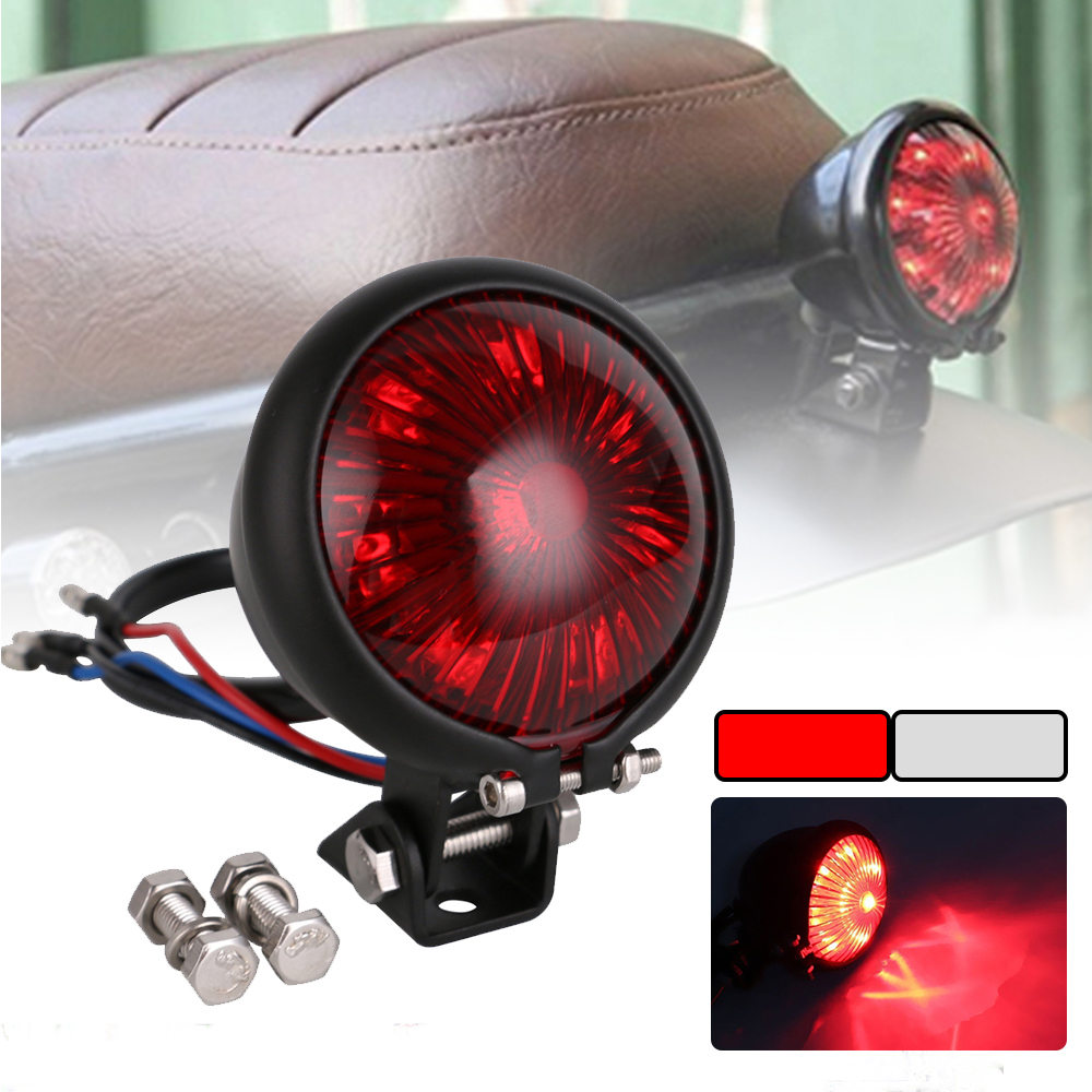 SPEEDPARK-Luz LED trasera de freno para motocicleta, luz roja de 12V, ajustable, estilo Cafe Racer, para Chopper