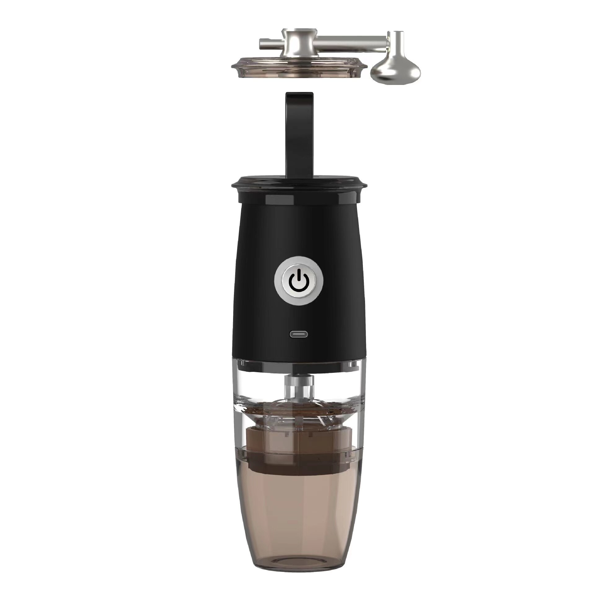 2 in 1 Portable Coffee Grinder Electric Manual Coffee Miller Automatic Coffee Bean Grinder Machine Espresso Maker USB Charging: Black with Manual