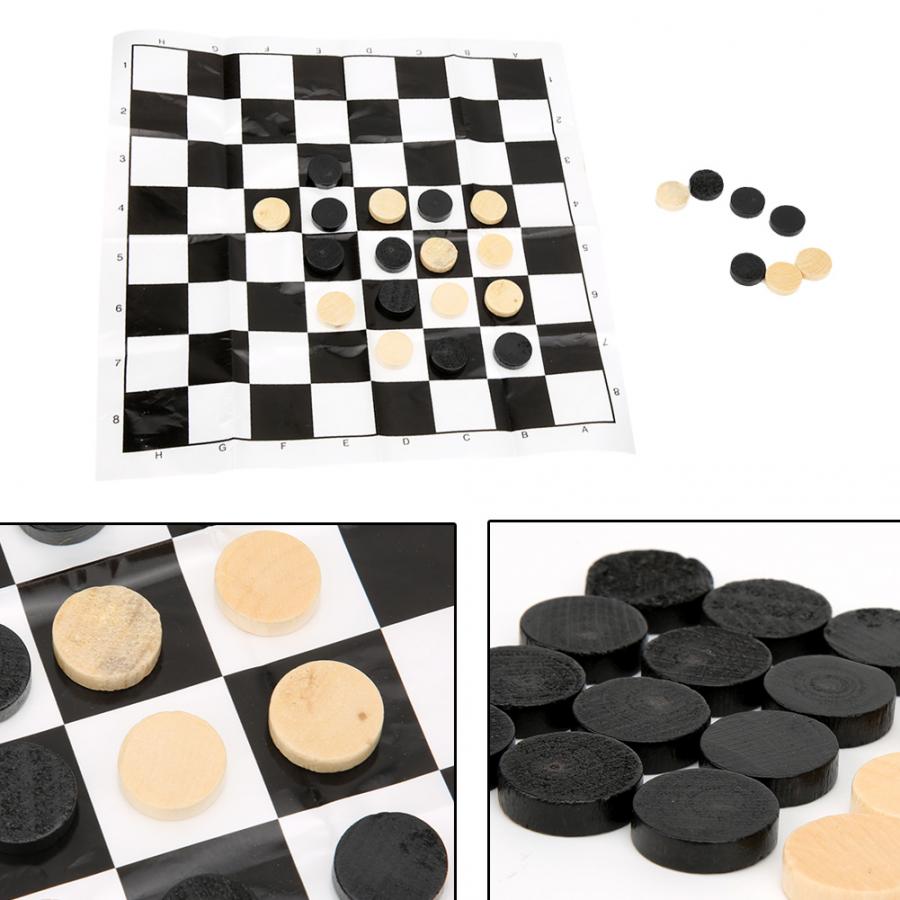 24pcs Houten Internationale Checker Game Kit Hout Schaken Stuk met Schaakbord Entertainment Speelgoed Schaken Games Accessoire