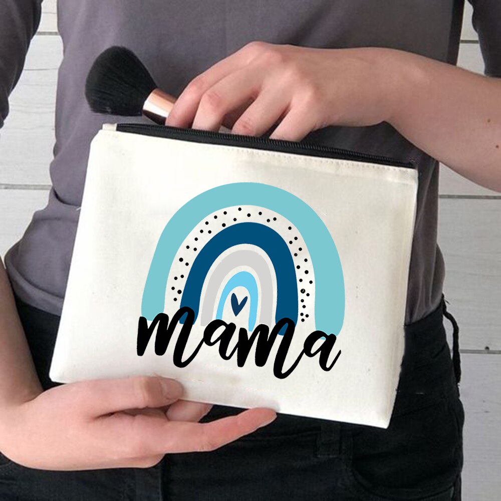 Rainbow Mama torby kosmetyczne piękny nauczyciel torebki na makijaż moda etui na przybory do makijażu zabawna torba do przechowywania duże etui podróżne wielokrotnego użytku: W04040-TBWH-D