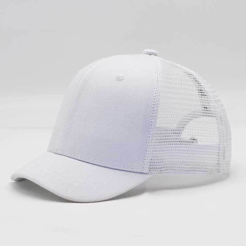Gorras de béisbol de malla con visera corta de 4cm para hombre y mujer, sombreros de Sol de algodón para montar al aire libre, visera pequeña de talla grande, sombrero Snapback de 55-65cm: white