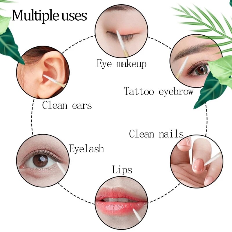 Empujador de cutículas de madera para uñas, palitos de madera naranja para quitar cutículas, manicura de algodón, herramientas de arte de uñas, 100 Uds.