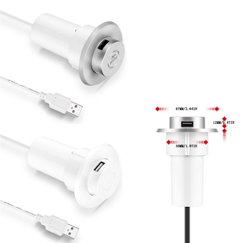 Pop-up In-Desk Slot USB 2.0 3 Ports Hub Splitter Adapter for Laptop PC Computer