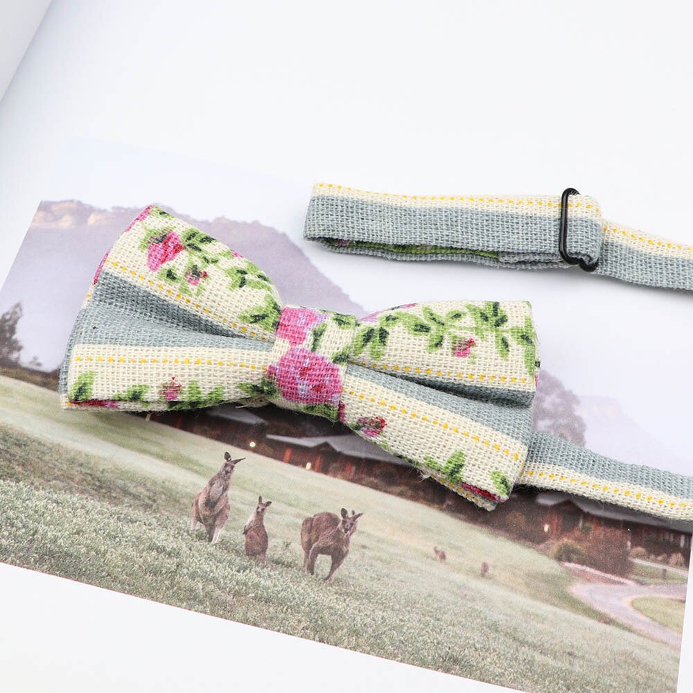 Gravata borboleta ajustável para crianças, de linho, desenho animado, animal, flor, borboleta, presente, festa, laço, acessórios