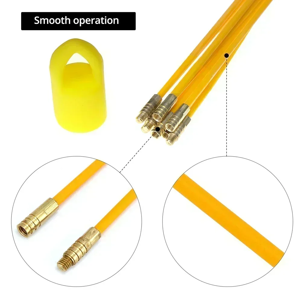 10Pcs Fiberglass Wire Cable Push Puller Running Rods Fish Pulling Kit Wall Electrical Wires With Hook Rods Tool Accessory