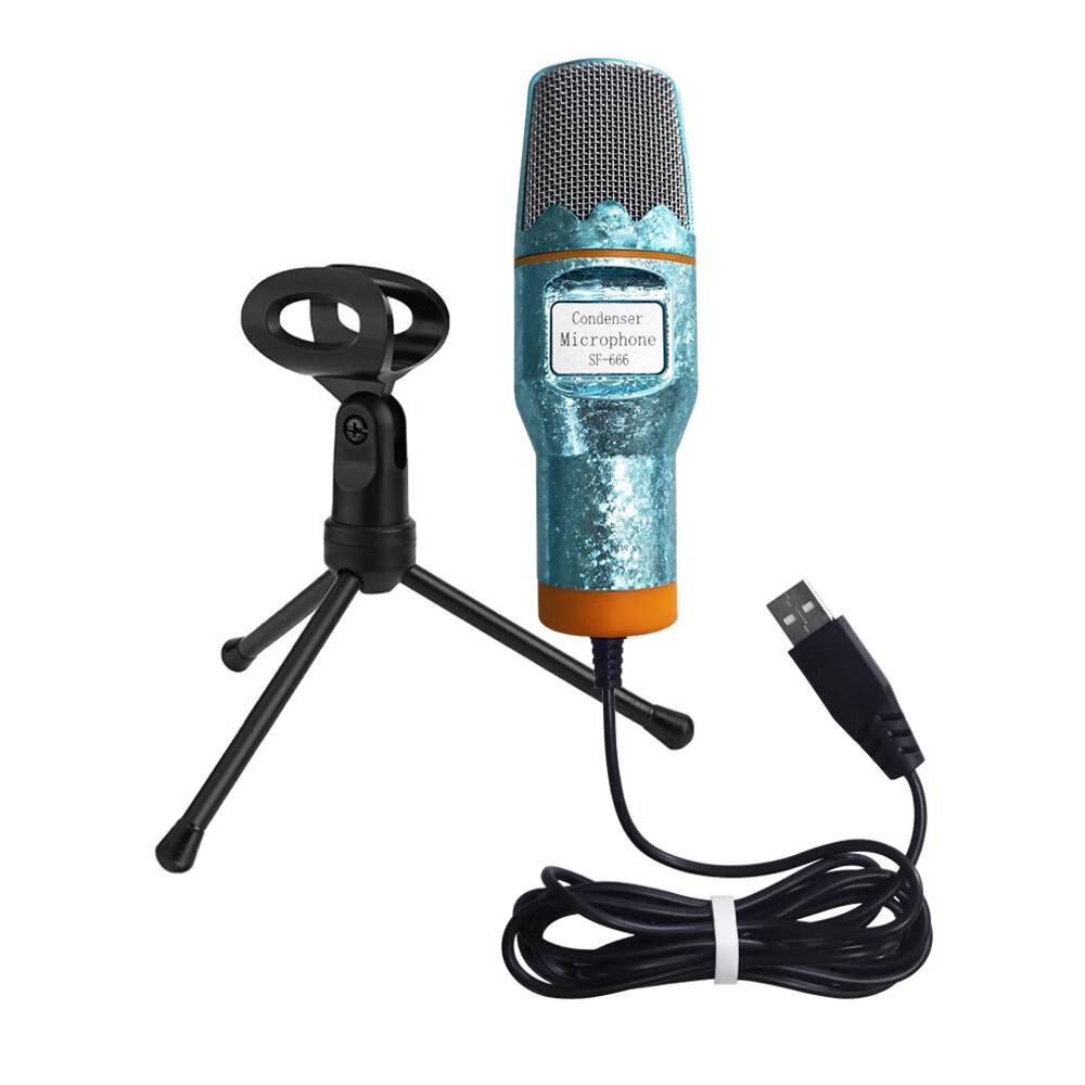 Microphone à condensateur USB avec trépied de bureau, Microphone d&#39;ordinateur, diffusion en direct, pour chat sur ICQ MSN, Skype, enregistrement en direct,: Lake blue